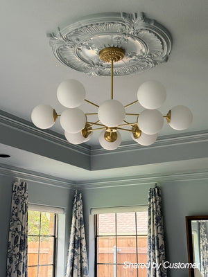 LightFixturesUSA - Opal Glass Globe Sputnik Chandelier - Chandelier - 