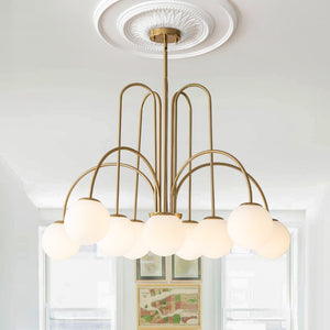 LightFixturesUSA - (OpenBox) 10 - Light Frosted Glass Globe Bubble Chandelier - Chandelier - Black - 