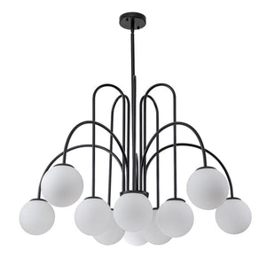 LightFixturesUSA - (OpenBox) 10 - Light Frosted Glass Globe Bubble Chandelier - Chandelier - Black - 