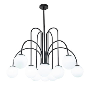 LightFixturesUSA - (OpenBox) 10 - Light Frosted Glass Globe Bubble Chandelier - Chandelier - Black - 