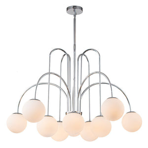 LightFixturesUSA - (OpenBox) 10 - Light Frosted Glass Globe Bubble Chandelier - Chandelier - Chrome - 
