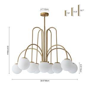 LightFixturesUSA - (OpenBox) 10 - Light Frosted Glass Globe Bubble Chandelier - Chandelier - Chrome - 