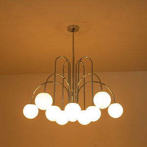 LightFixturesUSA - (OpenBox) 10 - Light Frosted Glass Globe Bubble Chandelier - Chandelier - Chrome - 