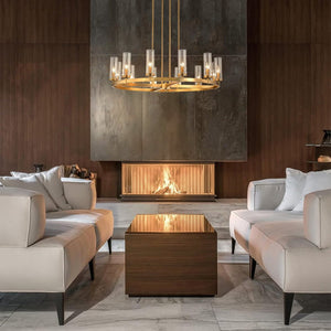 LightFixturesUSA - (OpenBox) 12 - Light Clear Glass Shade Wagon Wheel Chandelier - Chandelier - Brass - 