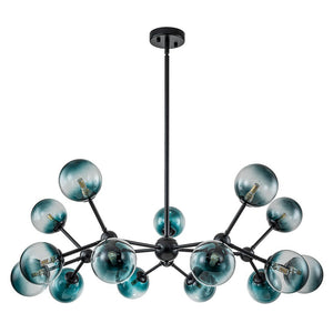 LightFixturesUSA - (OpenBox) 15 - Light Blue Glass Globe Bubble Sputnik Branch Chandelier - Chandelier - Black - 