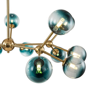 LightFixturesUSA - (OpenBox) 15 - Light Blue Glass Globe Bubble Sputnik Branch Chandelier - Chandelier - Black - 
