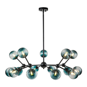 LightFixturesUSA - (OpenBox) 15 - Light Blue Glass Globe Bubble Sputnik Branch Chandelier - Chandelier - Black - 