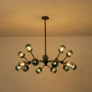 LightFixturesUSA - (OpenBox) 15 - Light Blue Glass Globe Bubble Sputnik Branch Chandelier - Chandelier - Black - 