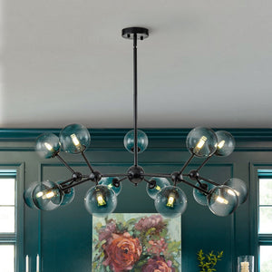 LightFixturesUSA - (OpenBox) 15 - Light Blue Glass Globe Bubble Sputnik Branch Chandelier - Chandelier - Black - 