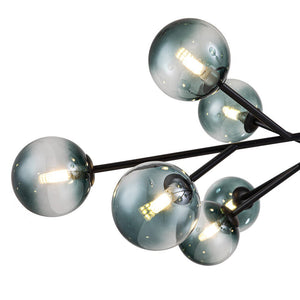 LightFixturesUSA - (OpenBox) 15 - Light Branch Blue Glass Globe Bubble Chandelier - Chandelier - Black - 15 - Lt