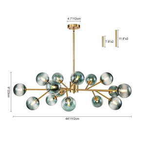 LightFixturesUSA - (OpenBox) 15 - Light Branch Blue Glass Globe Bubble Chandelier - Chandelier - Black - 15 - Lt