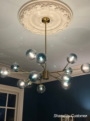 LightFixturesUSA - (OpenBox) 15 - Light Branch Blue Glass Globe Bubble Chandelier - Chandelier - Black - 15 - Lt