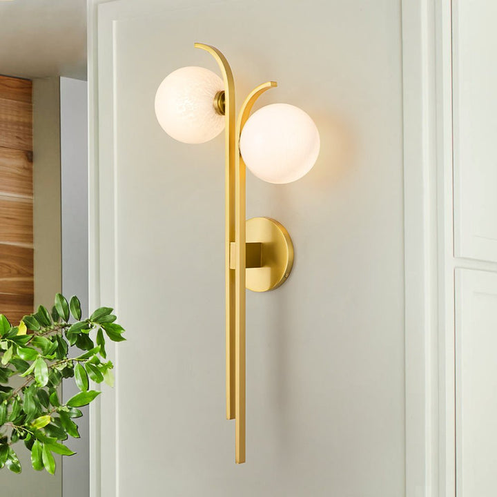 LightFixturesUSA - (OpenBox) 2 - Light Aged Brass Cloud Glass Globe Wall Sconce - Wall Sconce - Aged Brass - 