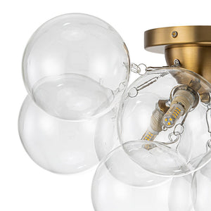 LightFixturesUSA - (OpenBox) 3 - Light Brass Cluster Clear Glass Globe Bubble Ceiling Light - Ceiling Light - Brass - 