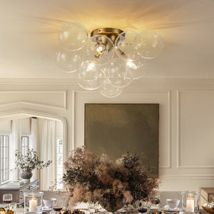 LightFixturesUSA - (OpenBox) 3 - Light Brass Cluster Clear Glass Globe Bubble Ceiling Light - Ceiling Light - Brass - 
