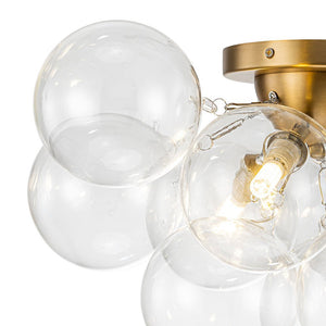 LightFixturesUSA - (OpenBox) 3 - Light Brass Cluster Clear Glass Globe Bubble Ceiling Light - Ceiling Light - Brass - 