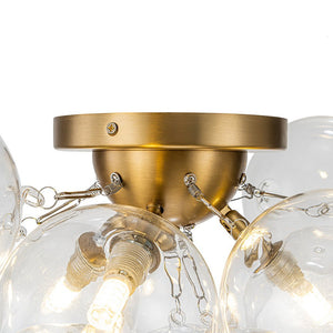 LightFixturesUSA - (OpenBox) 3 - Light Brass Cluster Clear Glass Globe Bubble Ceiling Light - Ceiling Light - Brass - 