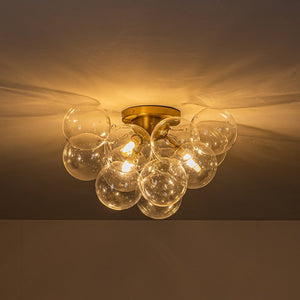 LightFixturesUSA - (OpenBox) 3 - Light Brass Cluster Clear Glass Globe Bubble Ceiling Light - Ceiling Light - Brass - 