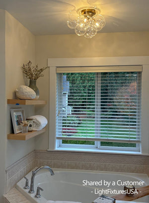 LightFixturesUSA - (OpenBox) 3 - Light Brass Cluster Clear Glass Globe Bubble Ceiling Light - Ceiling Light - Brass - 