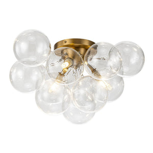 LightFixturesUSA - (OpenBox) 3 - Light Brass Cluster Clear Glass Globe Bubble Ceiling Light - Ceiling Light - Brass - 