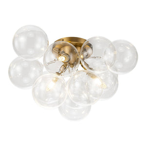 LightFixturesUSA - (OpenBox) 3 - Light Brass Cluster Clear Glass Globe Bubble Ceiling Light - Ceiling Light - Brass - 