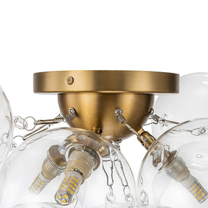 LightFixturesUSA - (OpenBox) 3 - Light Brass Cluster Clear Glass Globe Bubble Ceiling Light - Ceiling Light - Brass - 