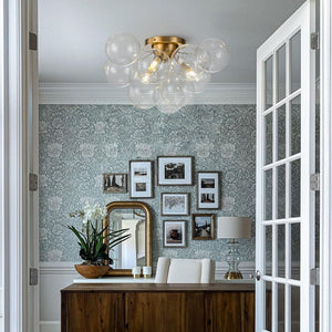 LightFixturesUSA - (OpenBox) 3 - Light Brass Cluster Clear Glass Globe Bubble Ceiling Light - Ceiling Light - Brass - 