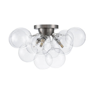 LightFixturesUSA - (OpenBox) 3 - Light Brass Cluster Clear Glass Globe Bubble Ceiling Light - Ceiling Light - Nickel - 