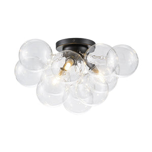 LightFixturesUSA - (OpenBox) 3 - Light Brass Cluster Clear Glass Globe Bubble Ceiling Light - Ceiling Light - Nickel - 