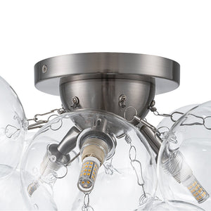 LightFixturesUSA - (OpenBox) 3 - Light Brass Cluster Clear Glass Globe Bubble Ceiling Light - Ceiling Light - Nickel - 
