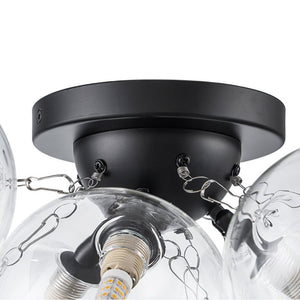 LightFixturesUSA - (OpenBox) 3 - Light Brass Cluster Clear Glass Globe Bubble Ceiling Light - Ceiling Light - Nickel - 