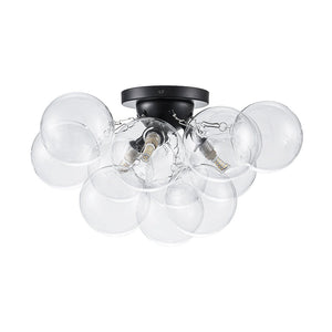 LightFixturesUSA - (OpenBox) 3 - Light Brass Cluster Clear Glass Globe Bubble Ceiling Light - Ceiling Light - Nickel - 