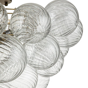 LightFixturesUSA - (OpenBox) 3 - Light Cluster Ribbed Glass Bubble Semi Flush Chandelier - Chandelier - Nickel - 3 - Lt