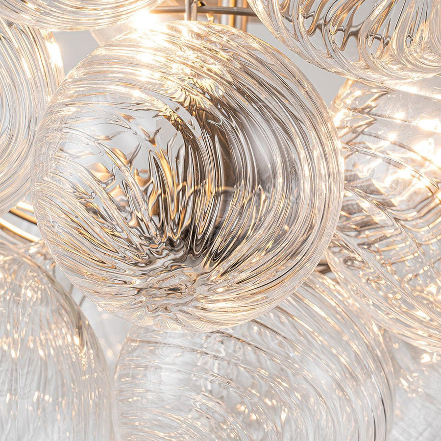 LightFixturesUSA - (OpenBox) 3 - Light Cluster Ribbed Glass Bubble Semi Flush Chandelier - Chandelier - Nickel - 3 - Lt