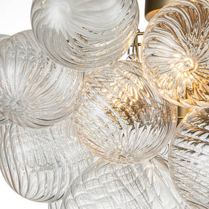 LightFixturesUSA - (OpenBox) 3 - Light Cluster Ribbed Glass Bubble Semi Flush Chandelier - Chandelier - Nickel - 3 - Lt