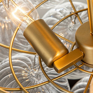 LightFixturesUSA - (OpenBox) 3 - Light Cluster Ribbed Glass Bubble Semi Flush Chandelier - Chandelier - Nickel - 3 - Lt