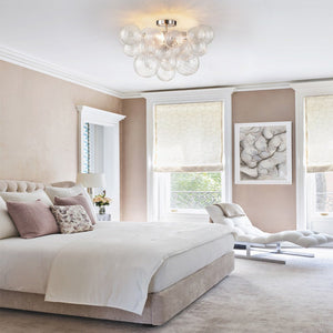 LightFixturesUSA - (OpenBox) 3 - Light Cluster Ribbed Glass Bubble Semi Flush Chandelier - Chandelier - Nickel - 3 - Lt