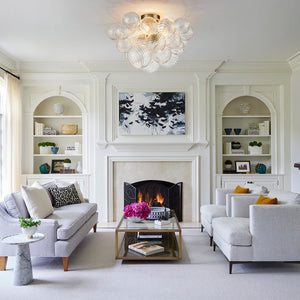 LightFixturesUSA - (OpenBox) 3 - Light Cluster Ribbed Glass Bubble Semi Flush Chandelier - Chandelier - Nickel - 3 - Lt