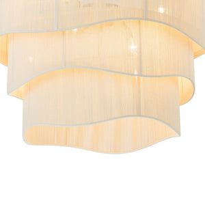 LightFixturesUSA - (OpenBox) 3 - Tier Beige Woven Thread Drum Pendant Light - Chandelier - Beige - 