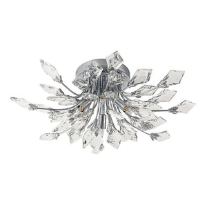 LightFixturesUSA - (OpenBox) 4 - Light Bloom Crystal Leaf Semi Flush Mount Light - Ceiling Light - Nickel - 