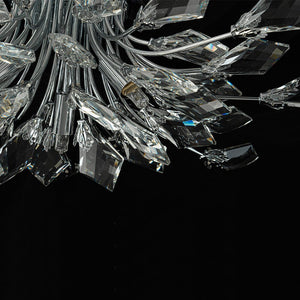 LightFixturesUSA - (OpenBox) 4 - Light Bloom Crystal Leaf Semi Flush Mount Light - Ceiling Light - Nickel - 