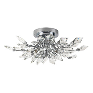 LightFixturesUSA - (OpenBox) 4 - Light Bloom Crystal Leaf Semi Flush Mount Light - Ceiling Light - Nickel - 