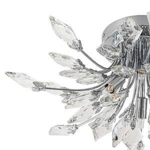 LightFixturesUSA - (OpenBox) 4 - Light Bloom Crystal Leaf Semi Flush Mount Light - Ceiling Light - Nickel - 