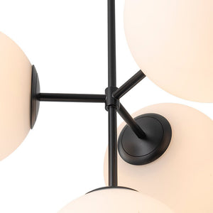 LightFixturesUSA - (OpenBox) 4 - Light Opal Glass Globe Sputnik Semi Flush Chandelier - Ceiling Light - Black - 