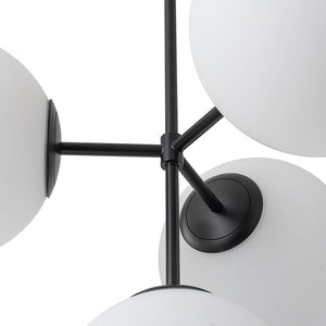 LightFixturesUSA - (OpenBox) 4 - Light Opal Glass Globe Sputnik Semi Flush Chandelier - Ceiling Light - Black - 
