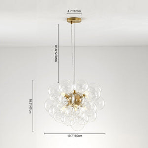 LightFixturesUSA - (OpenBox) 6 - Light Dimmable Brass Cluster Clear Glass Bubble Sphere Chandelier - Chandelier - Brass - 
