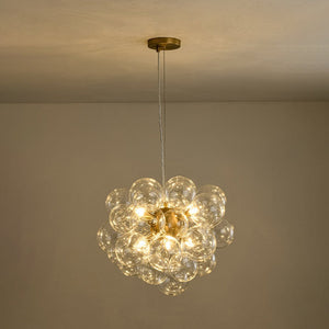 LightFixturesUSA - (OpenBox) 6 - Light Dimmable Brass Cluster Clear Glass Bubble Sphere Chandelier - Chandelier - Brass - 