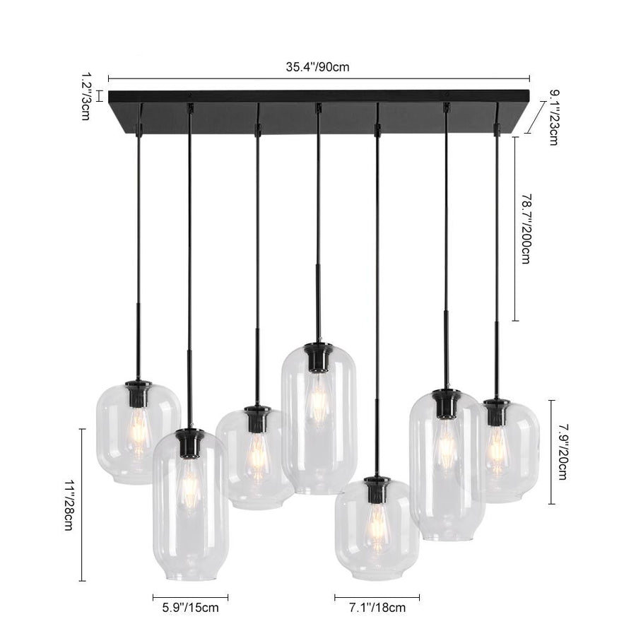 LightFixturesUSA - (OpenBox) 7 - light Kitchen Island Cluster Pendant Chandelier - Chandelier - Black - 