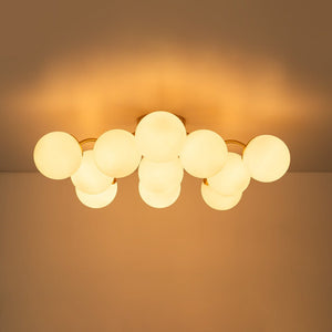 LightFixturesUSA - (OpenBox) Bloom Brass Frosted Glass Bubble Semi Flush Chandelier - Chandelier - Brass - 