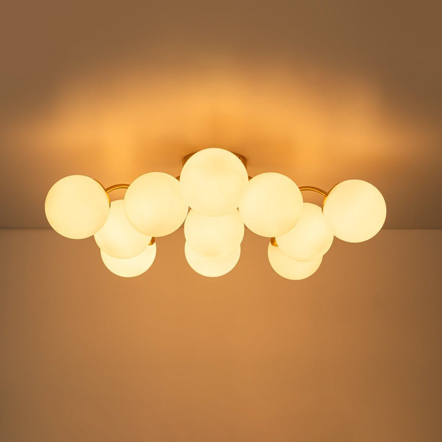 LightFixturesUSA - (OpenBox) Bloom Brass Frosted Glass Bubble Semi Flush Chandelier - Chandelier - Brass - 